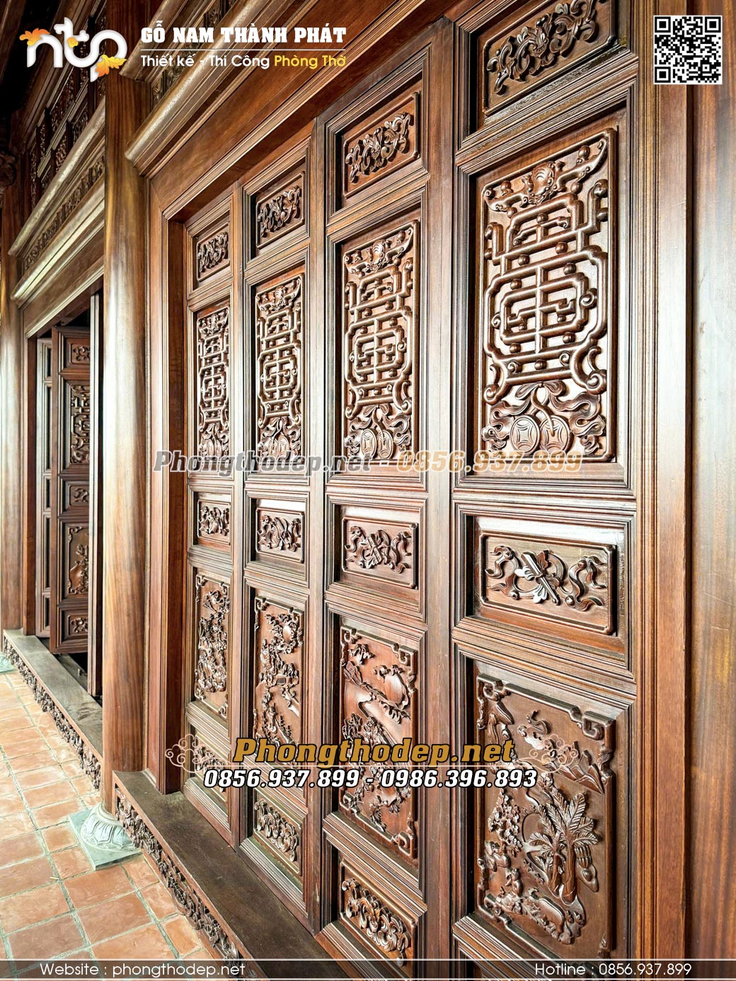 Mẫu cửa bức bàn gỗ Lim được làm theo lối giả cổ